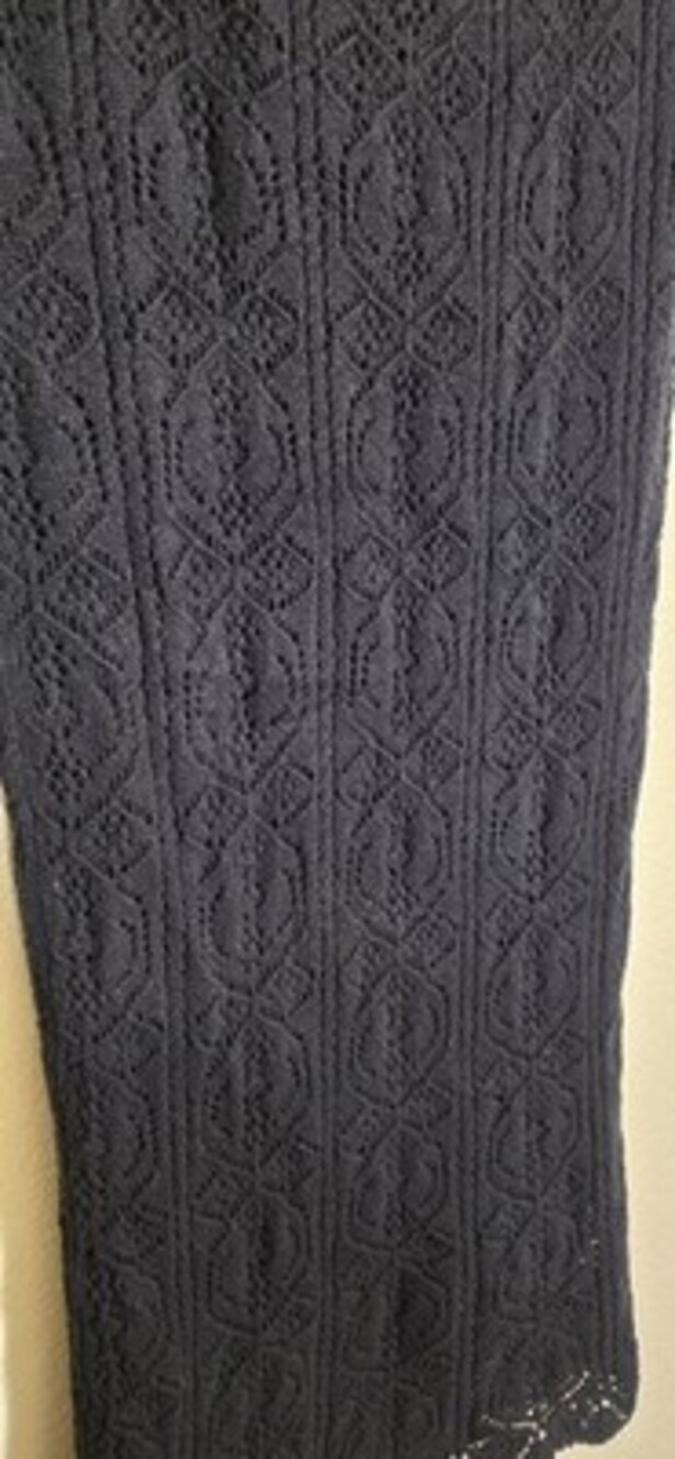 FRESHMAN 1996 Black Knit Midi Skirt, Boho Womens Size M, Diamond Pattern Bodycon - Picture 6 of 12